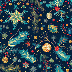 Christmas pattern highly detailed