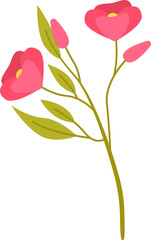 Beautiful spring pink rose flat icon Spring garden flower