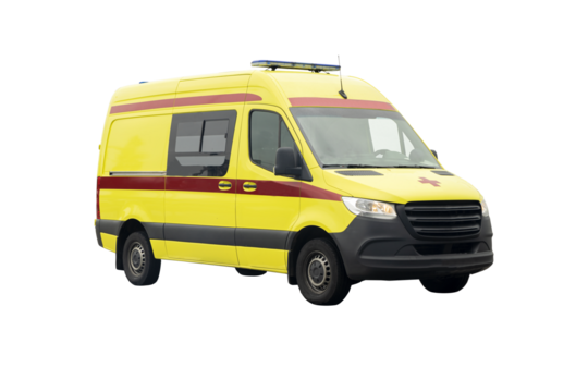 Yellow ambulance car isolated