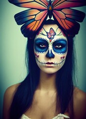 Woman with Day of the Dead makeup 