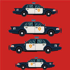 set of  Police cars, cartoon