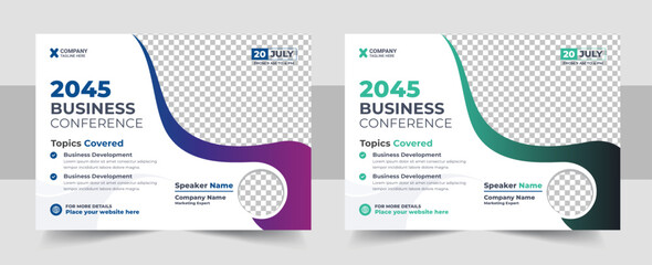 Corporate horizontal business conference flyer design, Business conference flyer template design