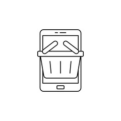 Mobile shopping icon in line style icon, isolated on white background