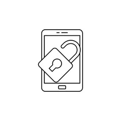 Locked mobile phone icon in line style icon, isolated on white background