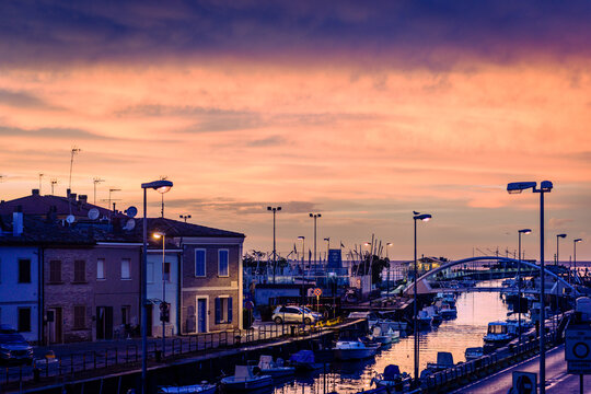 Fano, canale Albani, tramonto