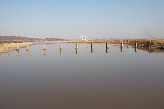 Old broken railway bridge, on Tumen River, Jilin Province, where the East Manchuria Railway was crossing from China (Hunchun) to North Korea (Hunyung), Yanbian Korean Autonomous Prefecture