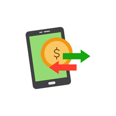 Mobile money transfer icon in color, isolated on white background 