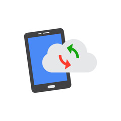 Mobile cloud data icon in color, isolated on white background 