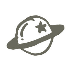 saturnus in minimalist boho and vintage hand drawn illustration for design element.