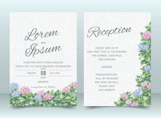 Wedding Invitation Template with Elegant arrangement Flower and leaves