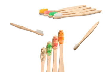 Bamboo toothbrush isolated on a white background.