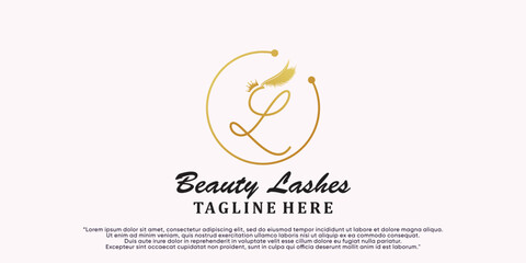 Eye lashes logo design with creative modern concept Premium Vector