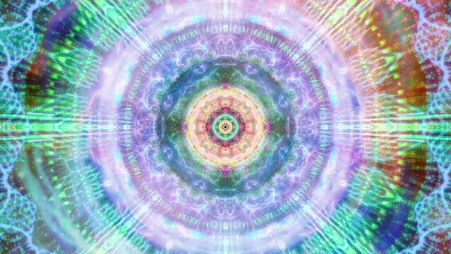 Psychedelic sacred geometry infinite kaleidoscope visual tunnel