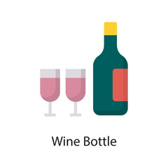 Wine Bottle Vector Flat Icon Design illustration. Love Symbol on White background EPS 10 File