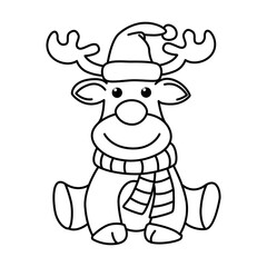 Cute rain deer bells cartoon characters vector illustration. For kids coloring book.
