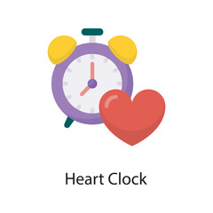 Heart Clock  Vector Flat Icon Design illustration. Love Symbol on White background EPS 10 File