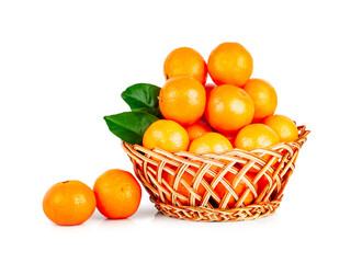 Fresh tangerine basket isolated on a white background