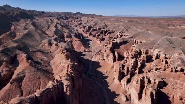 Charyn canyon is roughly 154 kilometres in length. Charyn National Park in Kazakhstan.