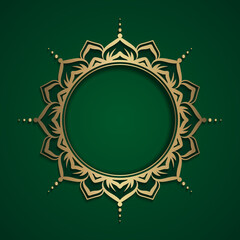 mandala background, green and gold