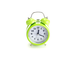 Green new alarm clock close-up