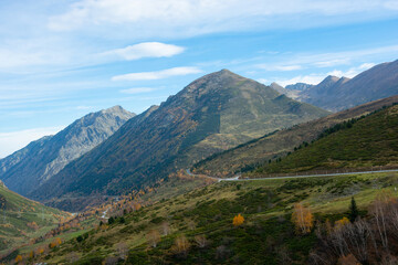 Fototapeta na wymiar Mountain serpentine and road in Andorra.
