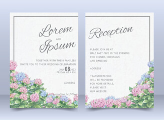 Wedding Invitation Template with Elegant arrangement Flower and leaves