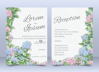 Wedding Invitation Template with Elegant arrangement Flower and leaves