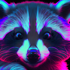 Psychedelic UV Neon Raccoon Trash Panda
