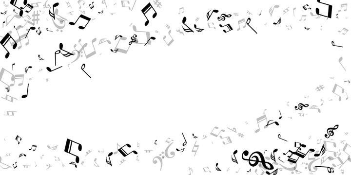 Music notes flying vector background. Melody