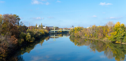 Fototapeta na wymiar Arad,Arad Romania - 11.13.2022: Bridge over the river Mures