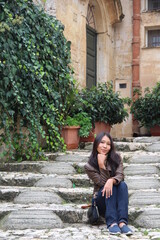 Demure pose of a woman, Matera, Italy