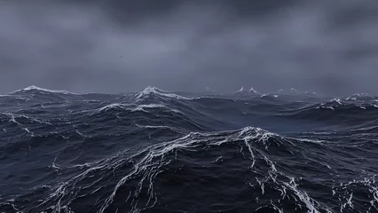 storm at sea. the sea with waves. rough sea in the fog. 3d landscape of a storm at sea in the fog © Jonathan