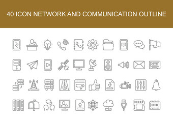 Network And Communication Icon Pack With Outline Style