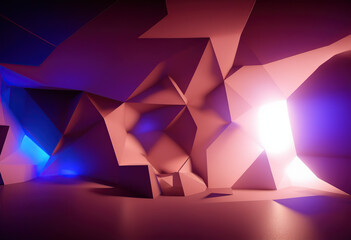 Scene with geometric figures. Composition of abstract shapes. 3D rendering illustration.