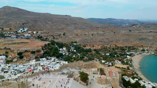Lindos is a town on the Greek island of Rhodes. It&rsquo;s known for its clifftop acropolis, which features monumental 4th-century gates and reliefs from about 280 B.C.