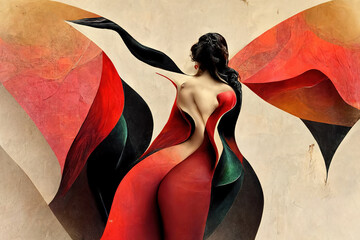 abstract wallpaper red and black woman body  generative ai  