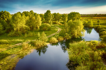 Spring landscape with river