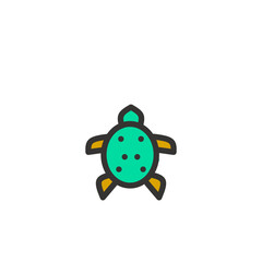 flat underwater habitat icon of turtle