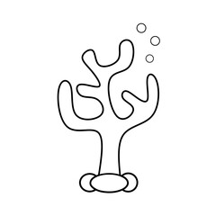 flat underwater habitat icon of coral