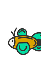 flat underwater habitat icon of fish
