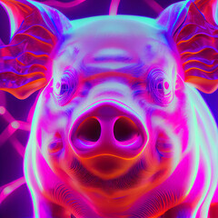 Psychedelic UV Neon Pig