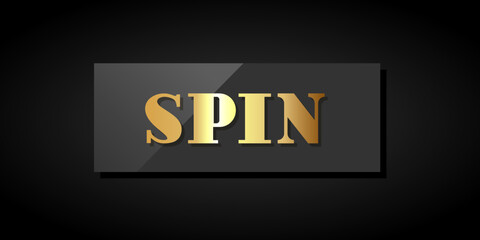 Spin button. Golden button for online casino. Vector clipart isolated on white background.