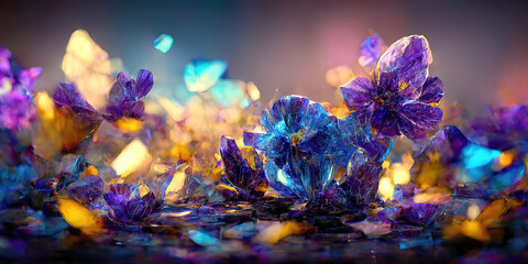 abstract colorful crystal flowers as nature wallpaper background