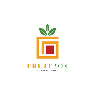 Fruit Box Icon Vector Logo Template Illustration Design