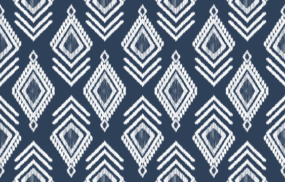 Ethnic abstract ikat art. Fabric Morocco, geometric ethnic pattern seamless  color oriental. Background, Design for fabric, curtain, carpet, wallpaper, clothing, wrapping, Batik, vector illustration