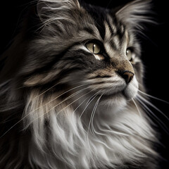Portrait of a plush Norwegian Forest Cat