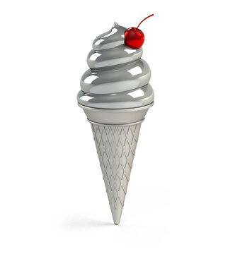 Ice Cream Cone and Red Cherry