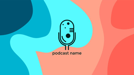 ABSTRACT TEMPLATE PODCAST MICROPHONE FLAT COLOR LIQUID DESIGN BACKGROUND VECTOR. GOOD FOR COVER DESIGN, BANNER, WEB,SOCIAL MEDIA