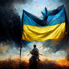 person with a Ukrainian flag