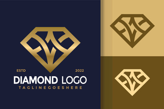 Letter U diamond jewellery logo design vector symbol icon